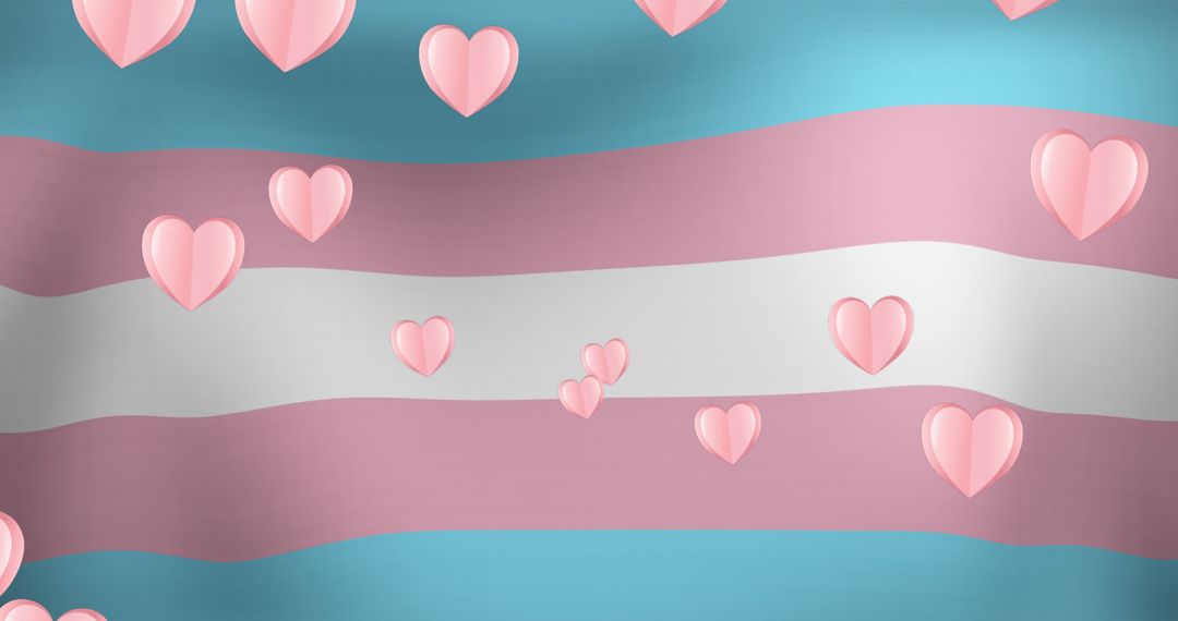 Hearts Over Transgender Pride Flag Symbol of Love and Inclusivity