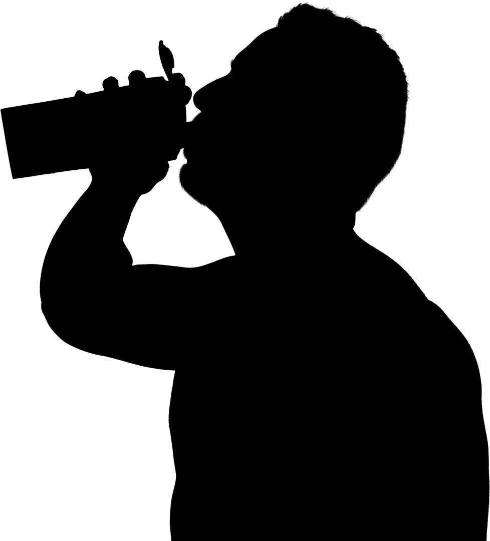 Man Silhouette Gripping Bottle Transparent Background