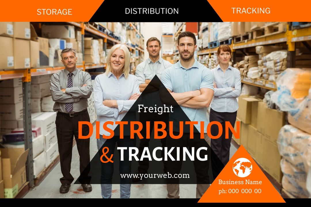 Professional Logistics Team in Warehouse Promoting Distribution and Tracking Services - Download Free Stock Templates Pikwizard.com