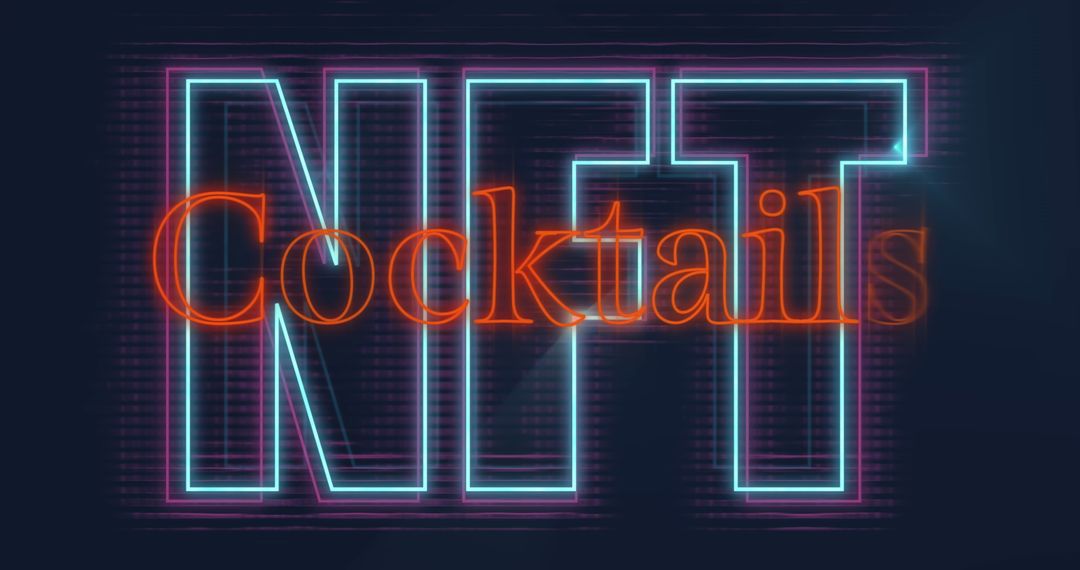 Retro Neon Sign Displaying NTT Cocktails in Dark Bar