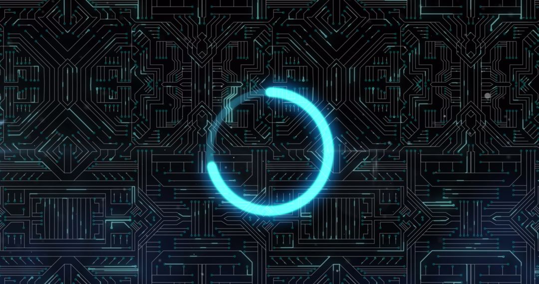 Loading Animation with Futuristic Circuit Background