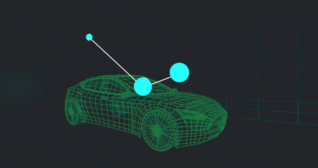 Futuristic 3D Car Model With Network Connections