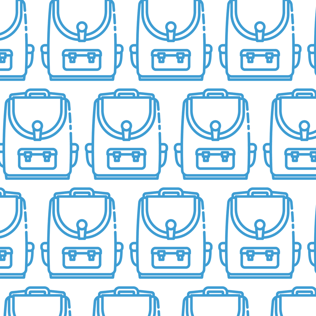 Blue Backpack Pattern on Transparent Background