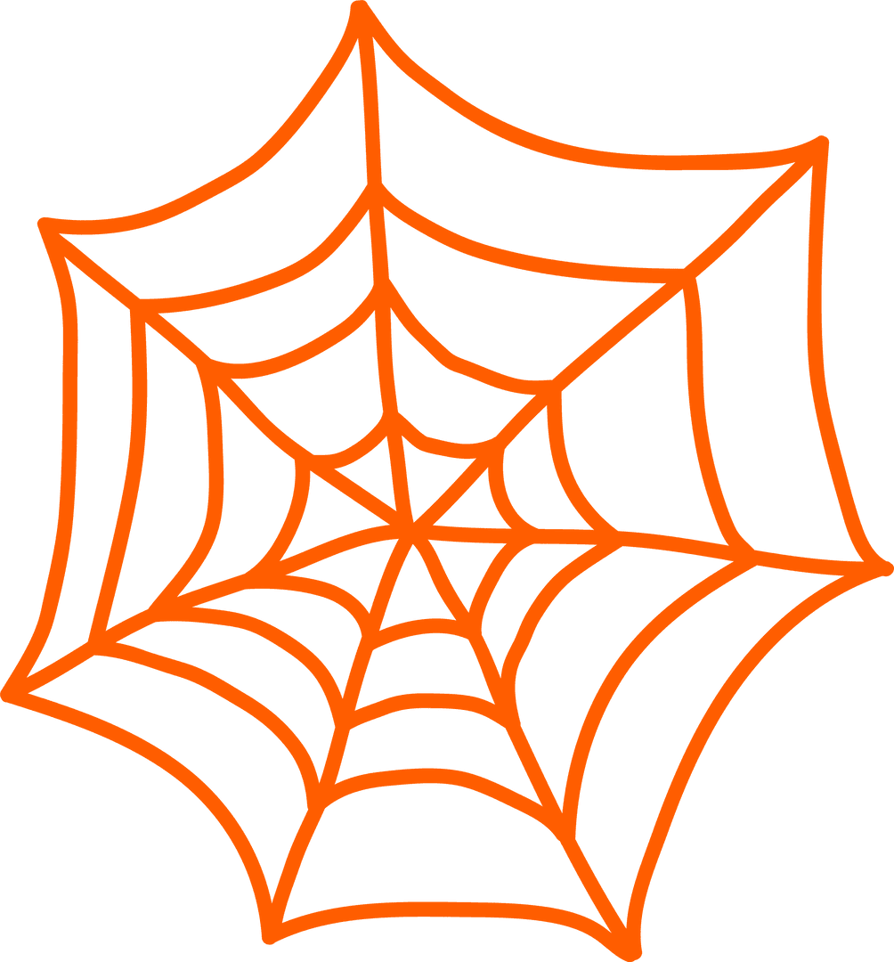 Abstract Orange Spider Web Digital Design on Transparent Background