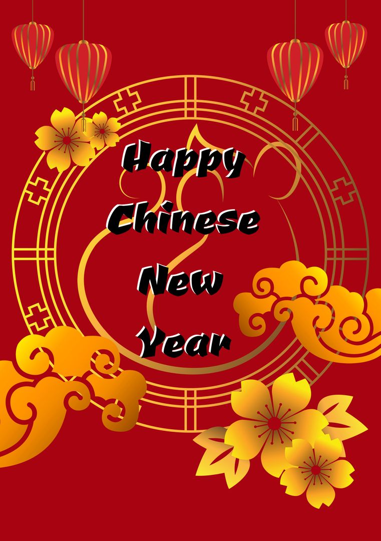 Chinese New Year Festive Card with Traditional Designs
