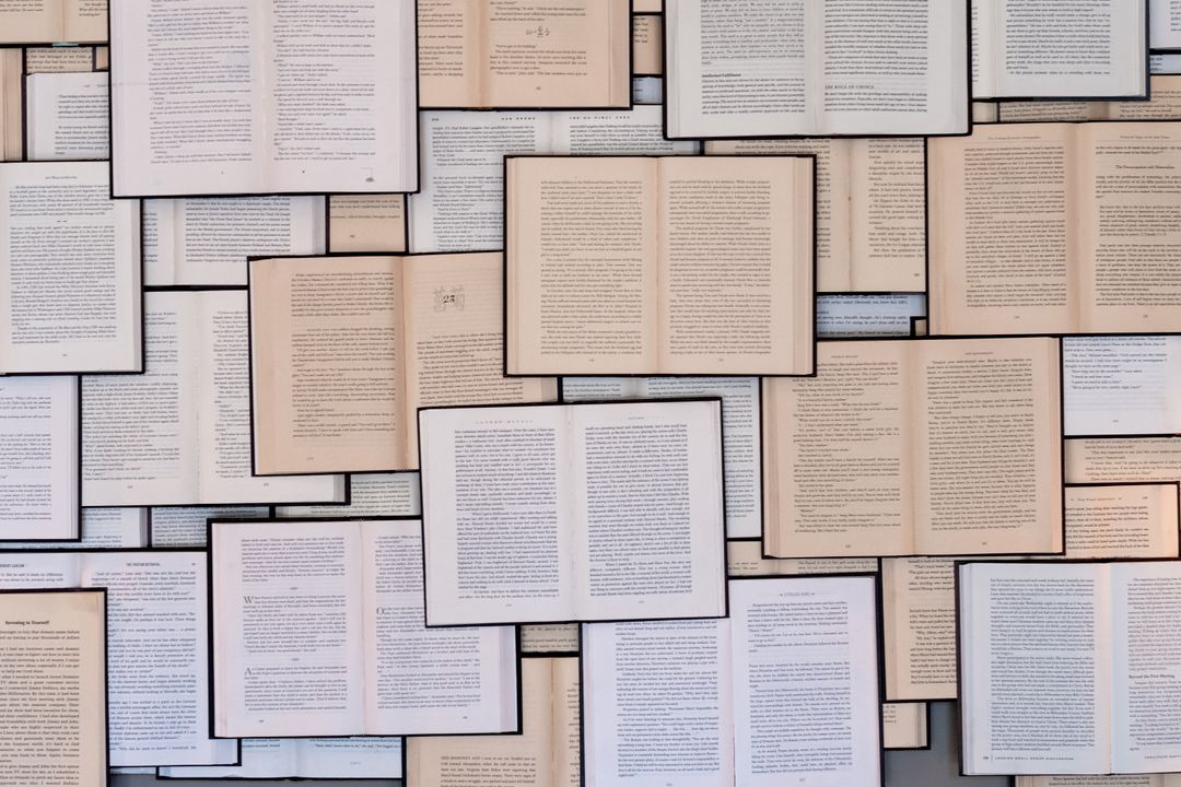 Abstract Composition of Open Books with Visible Text