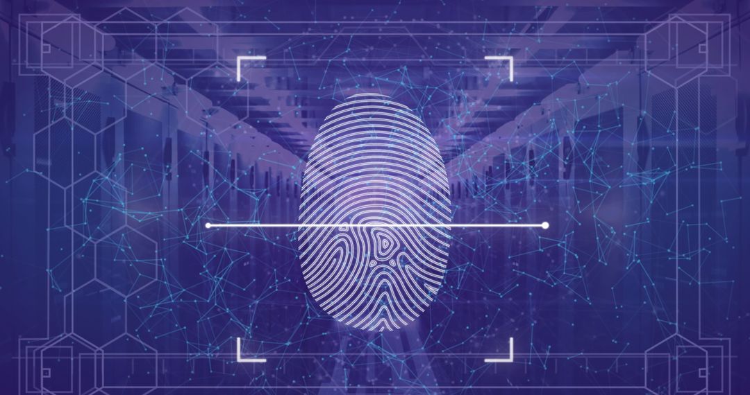 Fingerprint Scanning in Digital Interface with Futuristic Elements