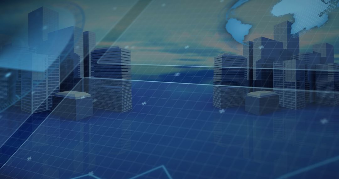 Futuristic Digital Metropolis with Interface Elements