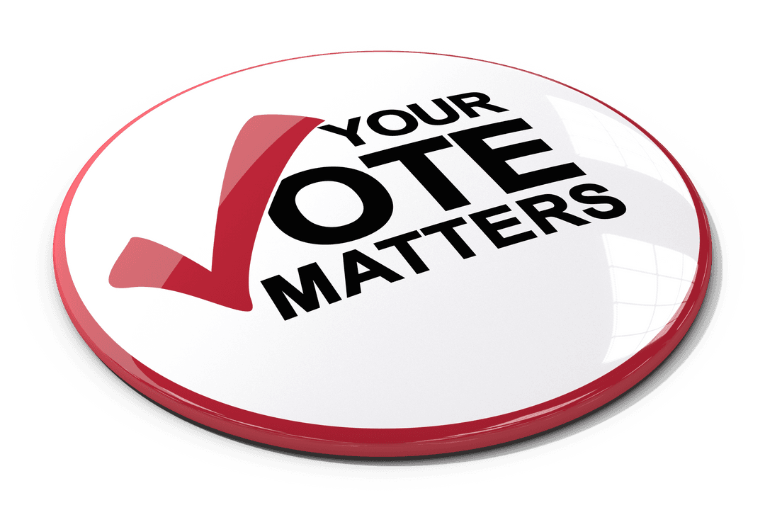 Your Vote Matters Text with Red Checkmark on Transparent Background