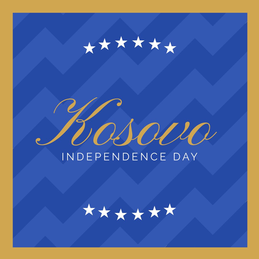 Kosovo Independence Day Celebration Design with Festive Text and Stars