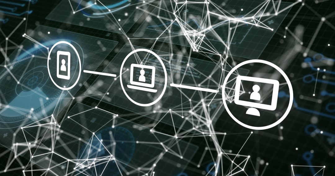 Media Connection Icons on Digital Interface Background