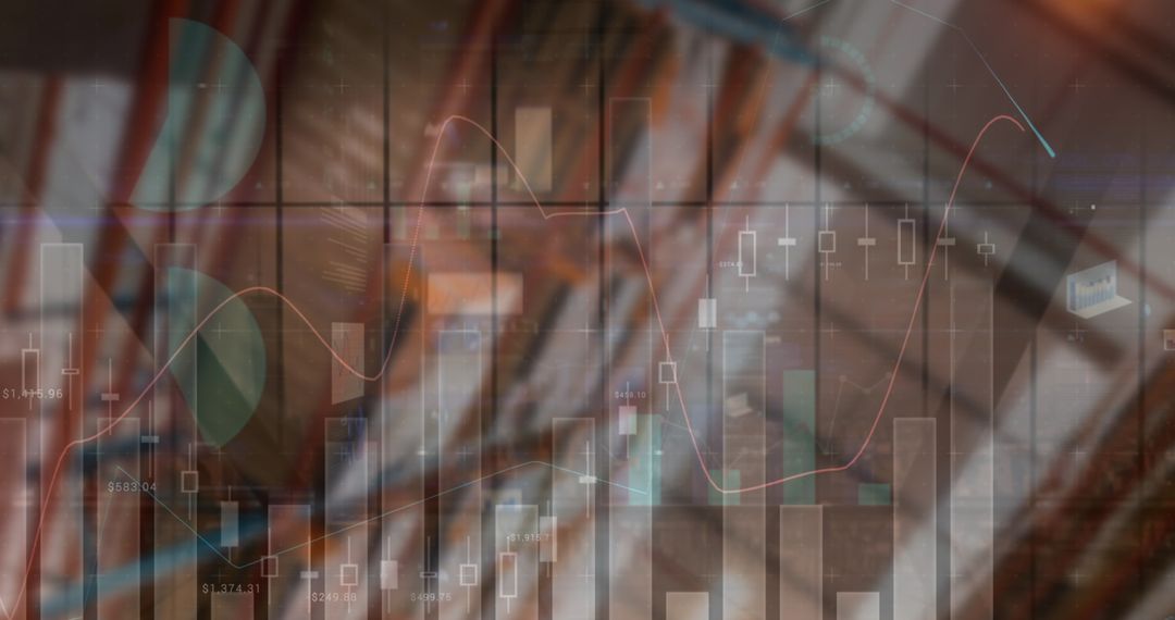 Digital Financial Data Overlaid on Warehouse Image