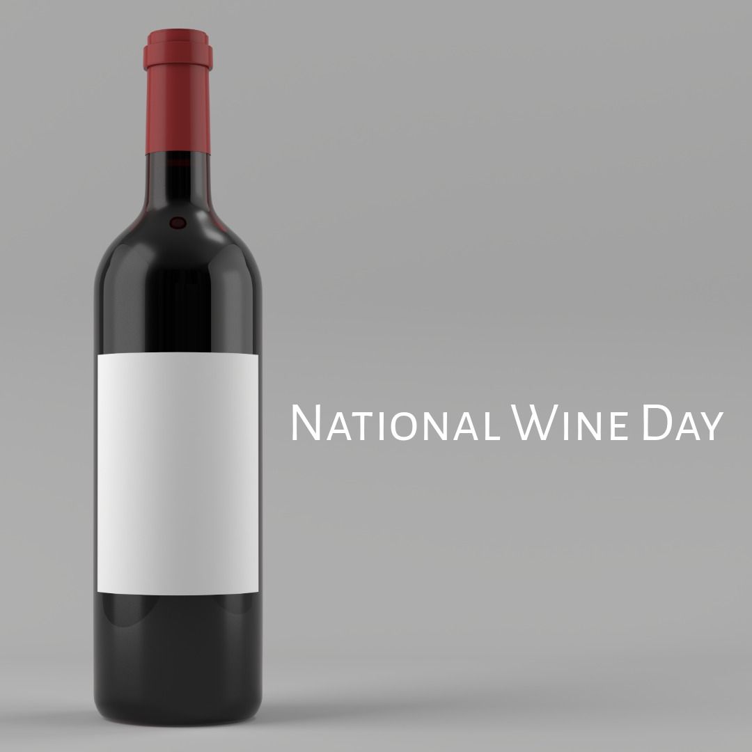 Composite image of national wine day text with wine bottle against gray background, copy space - Download Free Stock Templates Pikwizard.com