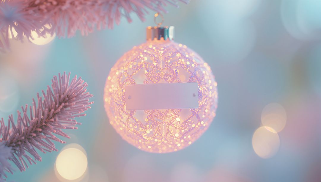 Pink Frosted Branch with Elegant Christmas Ornament