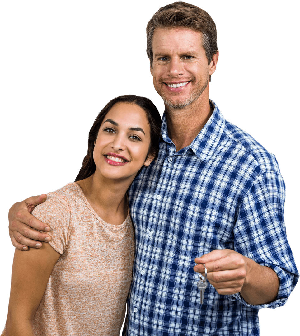 Smiling Couple Holding House Keys Transparent Background