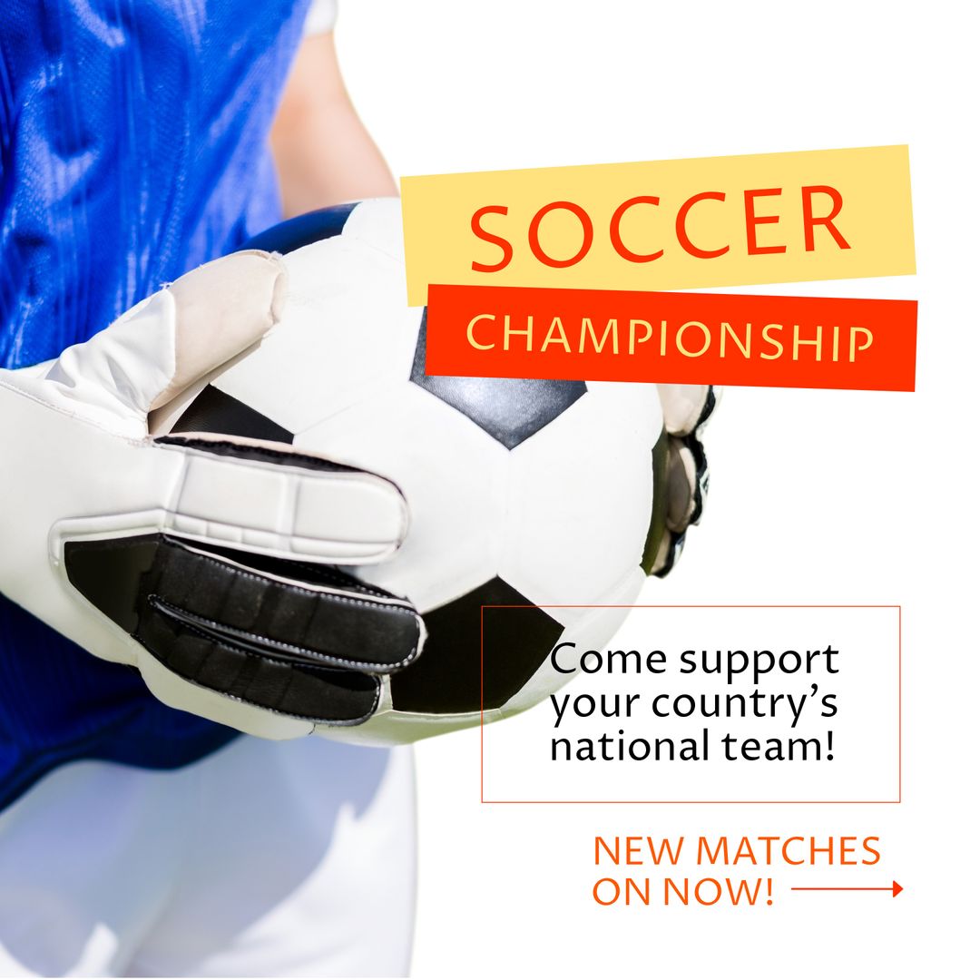 Soccer Championship Promotion with Goalkeeper Holding Ball