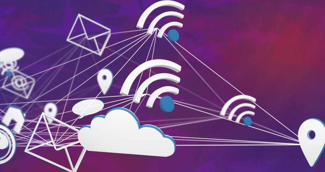 Digital Connectivity Icons and Cloud Conceptual Illustration
