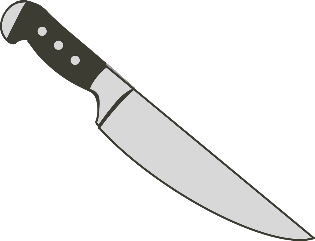 Floating Chef's Knife on Transparent Background Minimalist Style