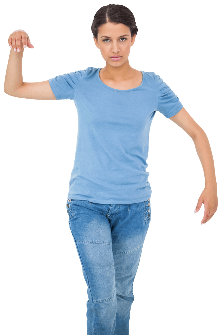 Caucasian Woman Walking with Grace on Transparent Background