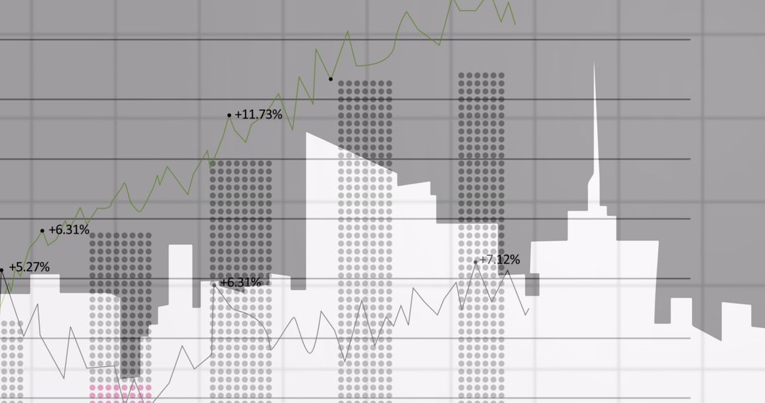 Urban Cityscape with Financial Graphs and Data Integration