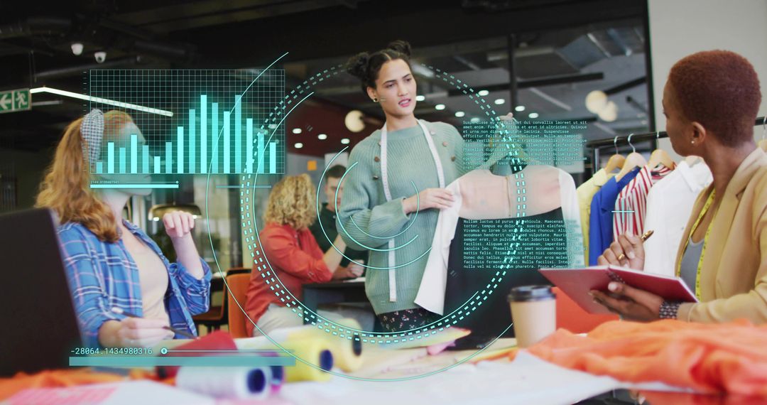 Designer Sharing New Fashion with Team in Modern Studio