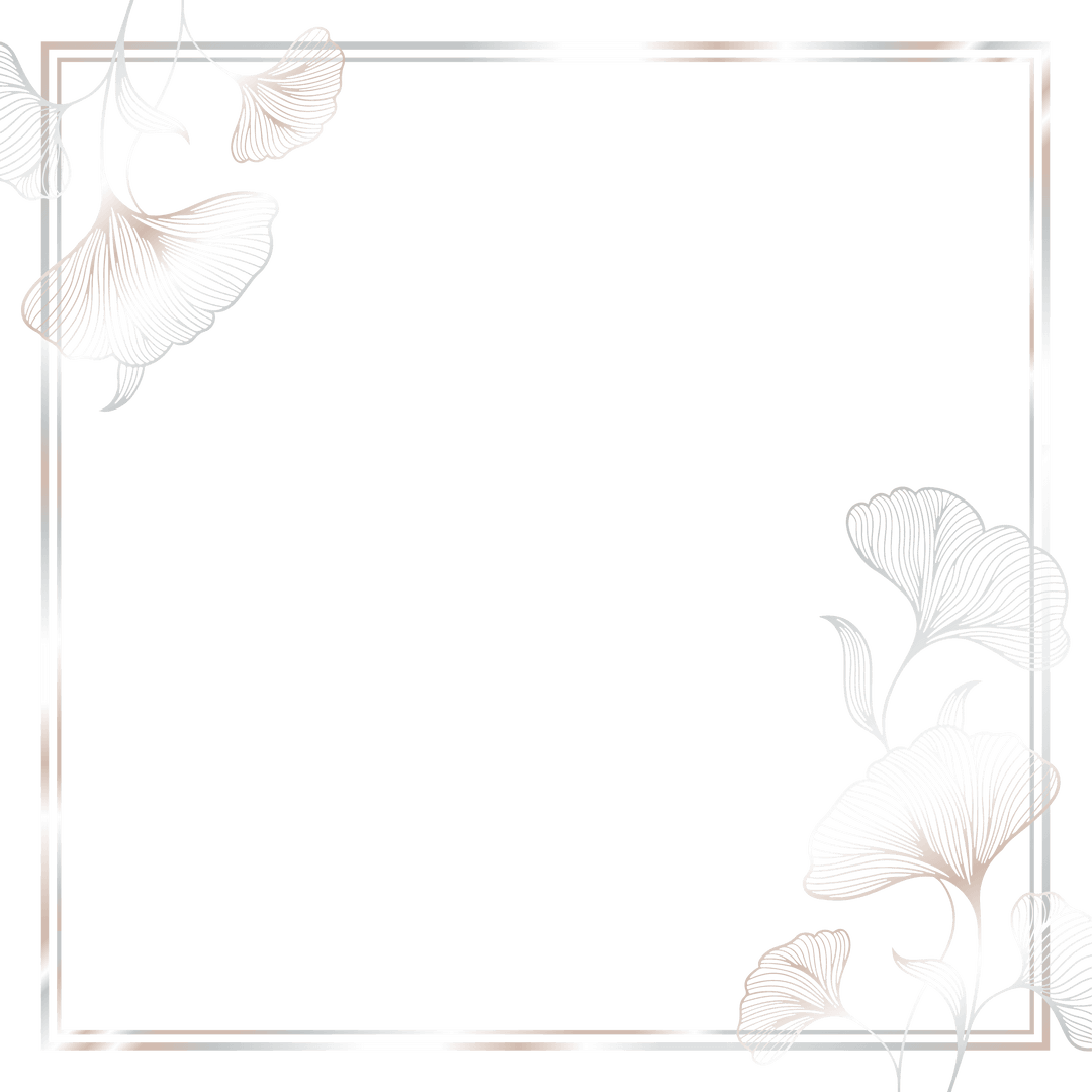 Elegant Rose-Gold Botanical Frame on Transparent Background
