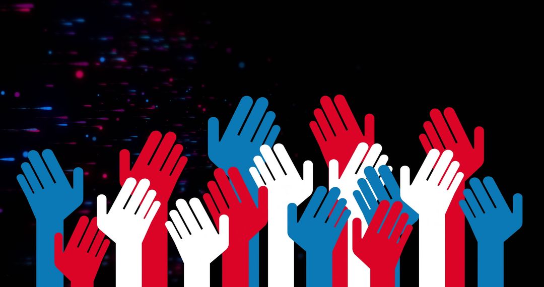 Colorful Hands Reaching Upward Symbolizing Unity and Patriotism