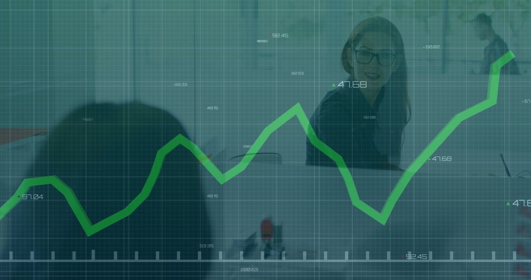 Business professionals analyzing stock market data graph overlay - Free Images, Stock Photos and Pictures on Pikwizard.com