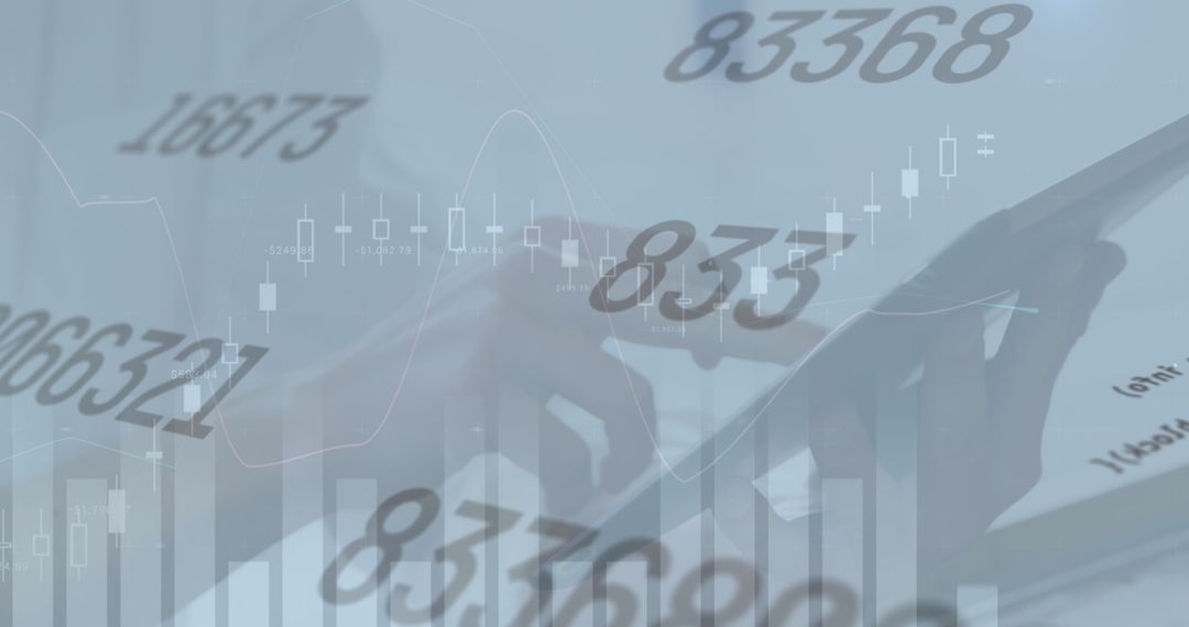 Hands Interacting with Digital Financial Graphs on Tablet