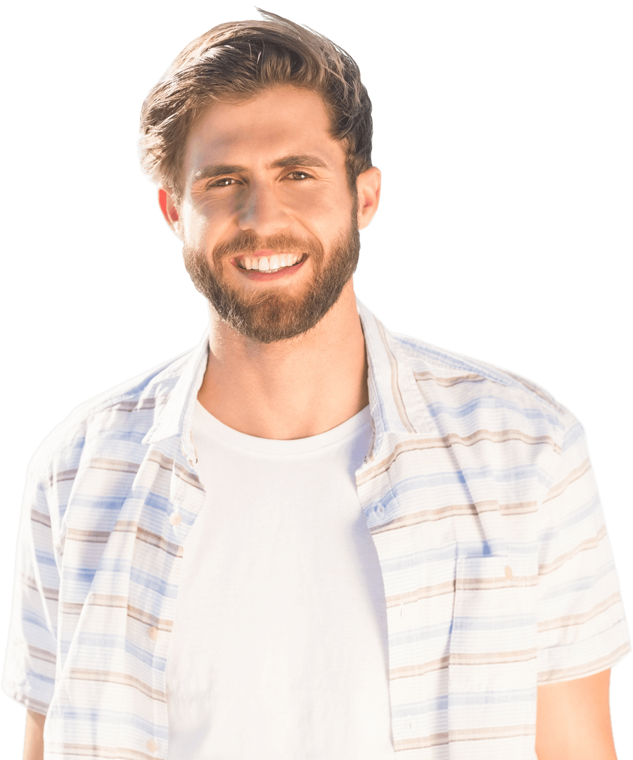 Happy Caucasian Man Smiling on Transparent Background