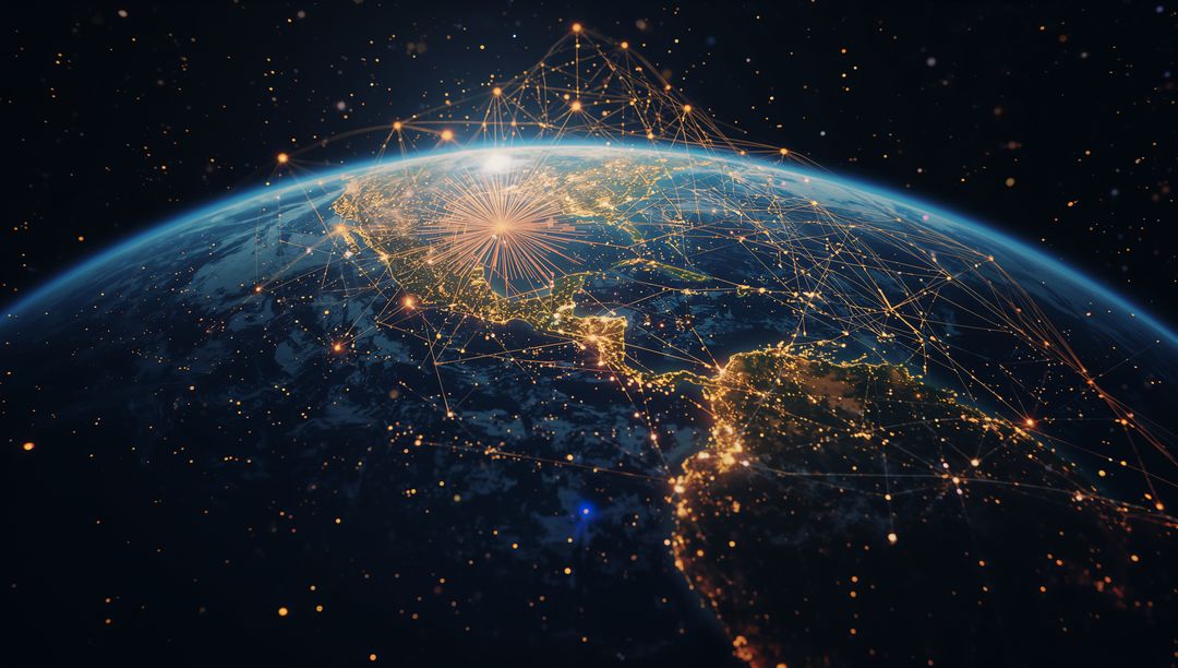Futuristic Digital Earth with Glowing Connectivity Networks