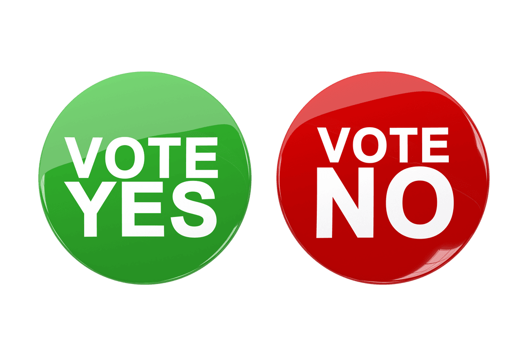 Transparent Vote Yes and Vote No Badge Design