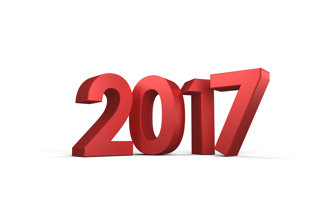 Red 2017 Text on Transparent Background for Celebratory Design