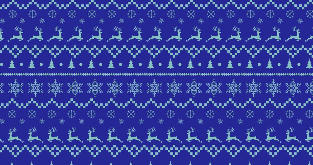 Seamless Christmas Pattern with Reindeer and Trees on Blue Background - Free Images, Stock Photos and Pictures on Pikwizard.com