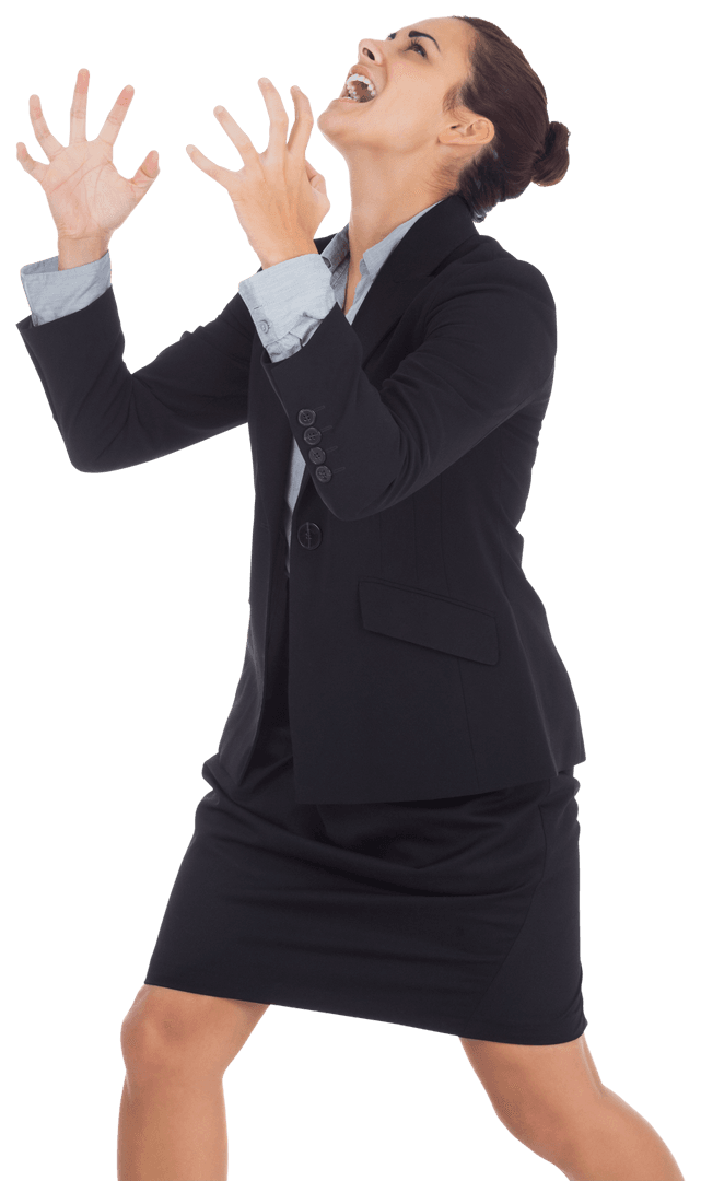 Frustrated Businesswoman Screaming on Transparent Background