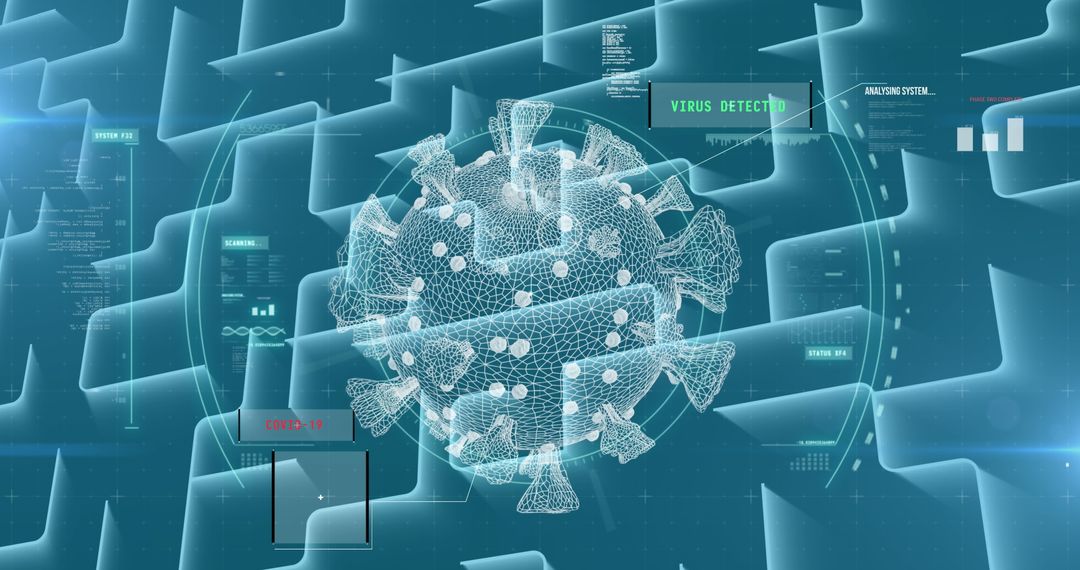 Digital Interface Illustrating Coronavirus Analysis with Technology Overlay