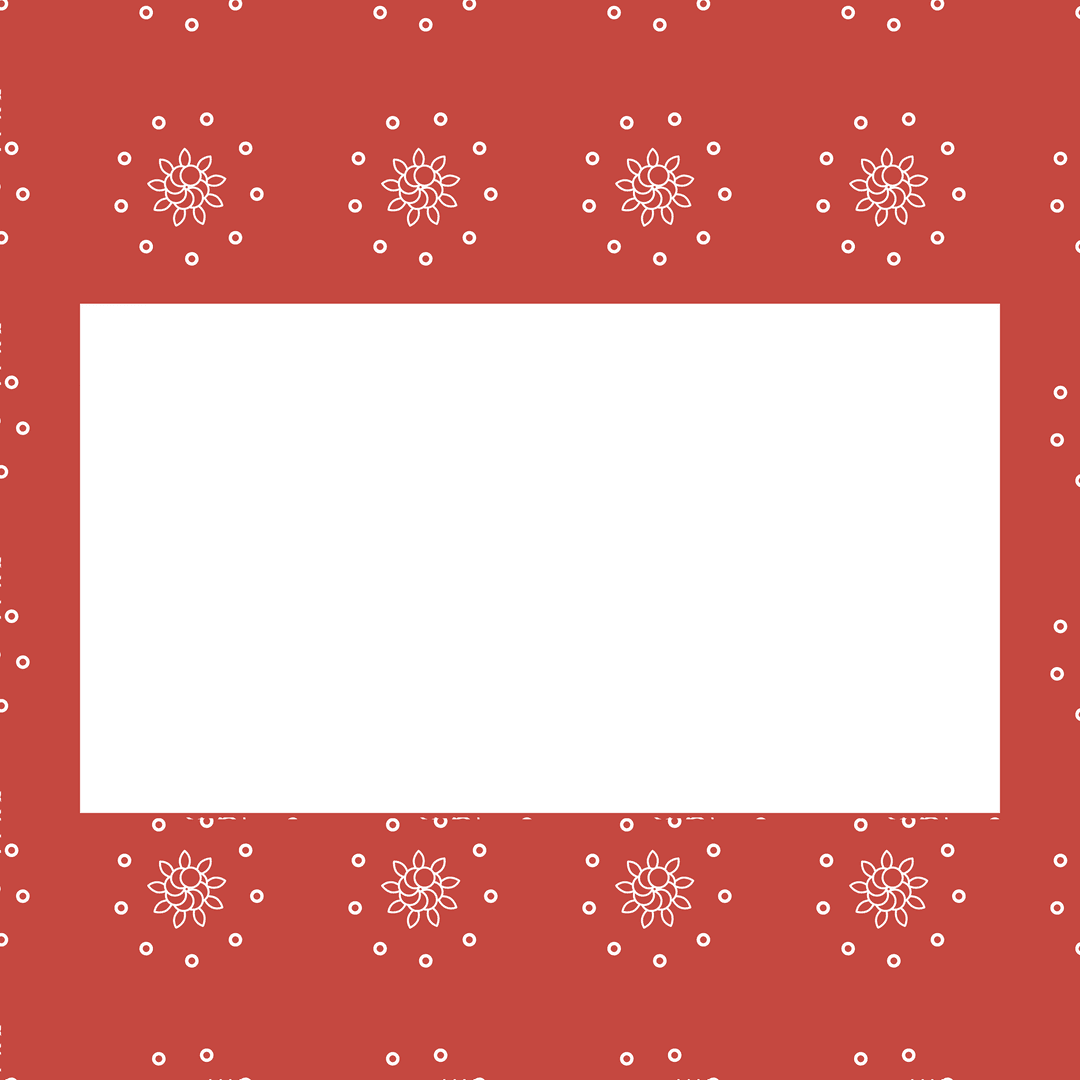 Transparent Frame Floral Pattern Red Background