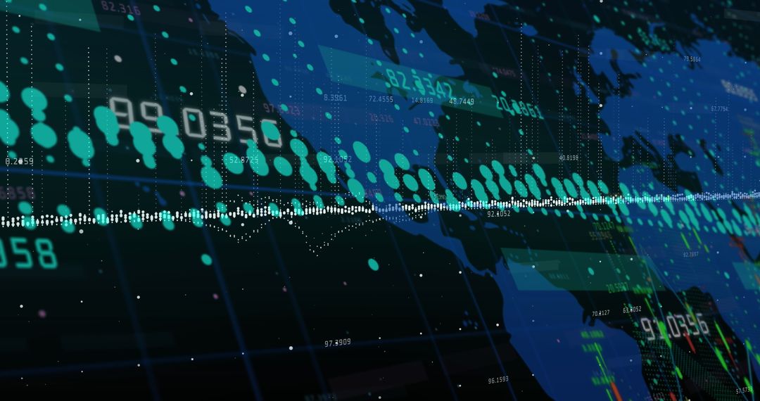 Global Data Visualization with Digital World Map Overlay
