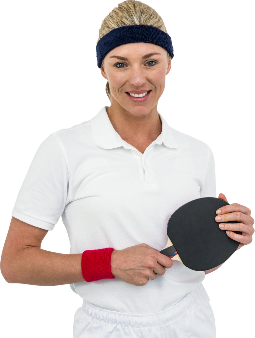 Transparent Background Female Athlete Holding Table Tennis Paddle Smiling - Download Free Stock Images Pikwizard.com