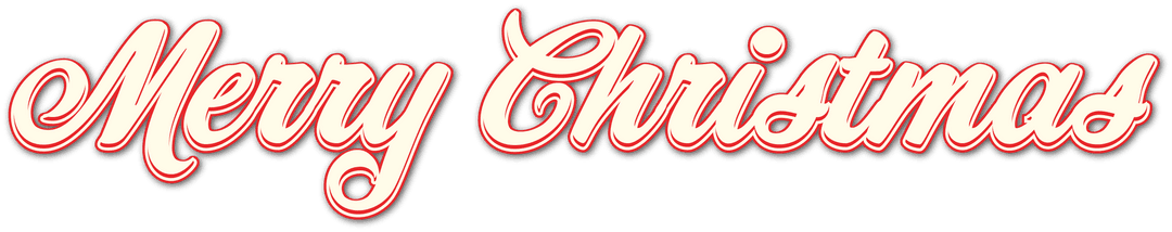Festive Merry Christmas Text Graphic with Red Outline, Transparent Background