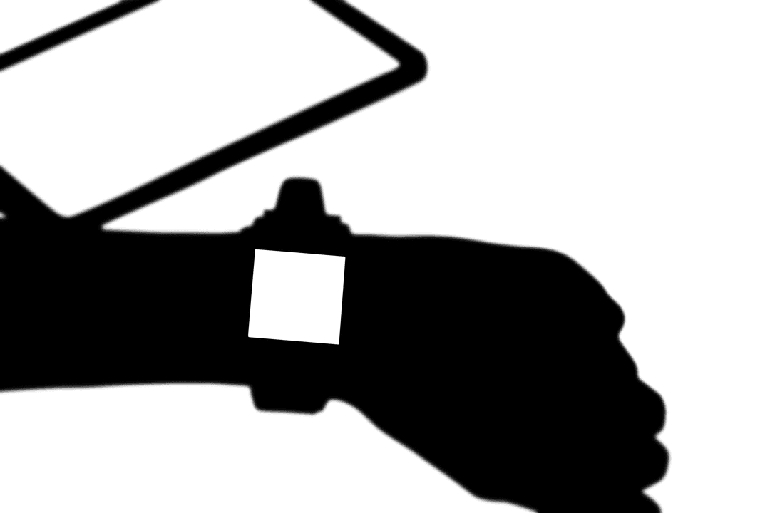 Transparent Hand Using Smartwatch with Tablet Vector