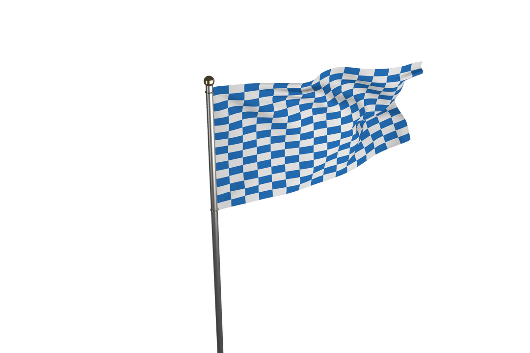 Sport Competition Blue and White Flag on Transparent Background