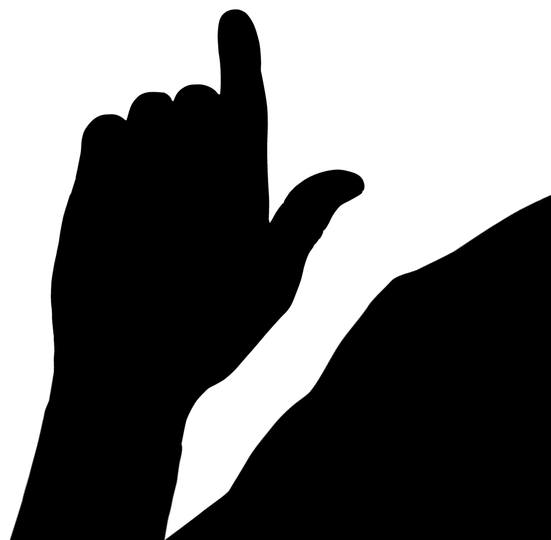 Transparent Black Silhouette of Palm Gesture Pose