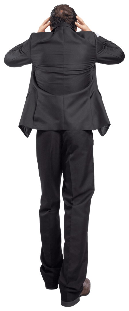 Transparent View of Stressed Businessman in Suit