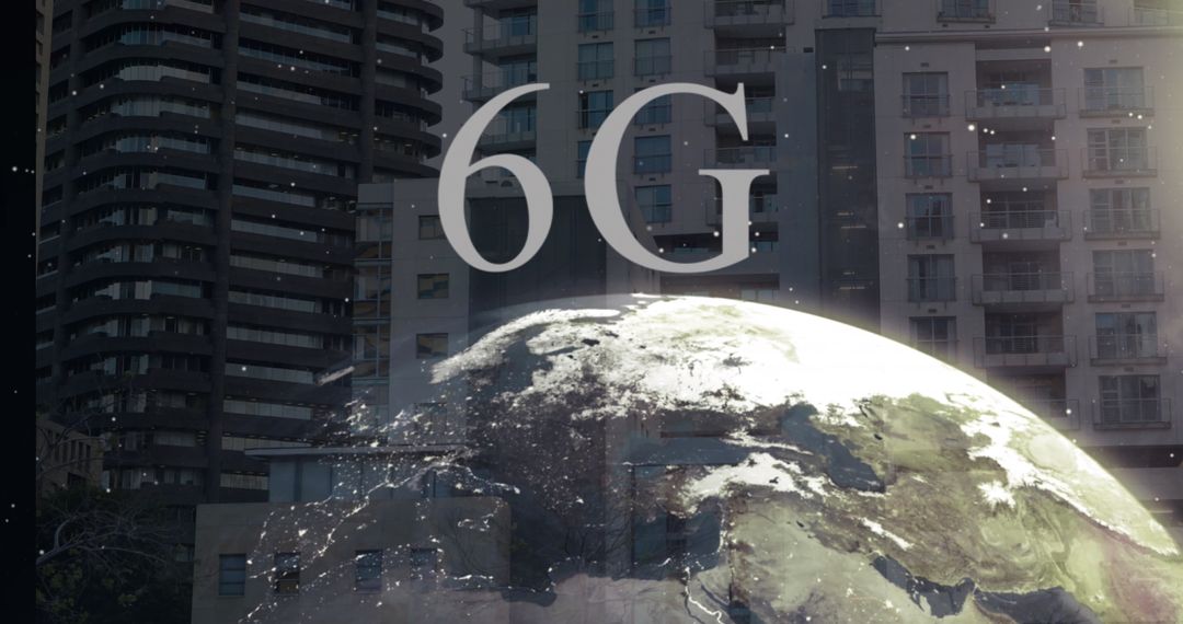 6G Connectivity Concept with Globe and Cityscapes