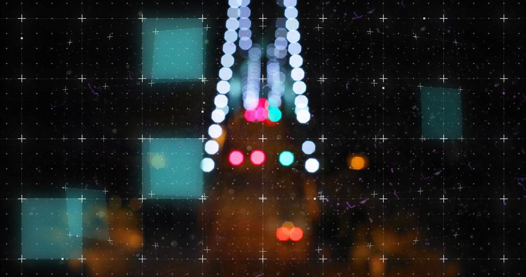 Futuristic Scope Overlay Bokeh Night Cityscape