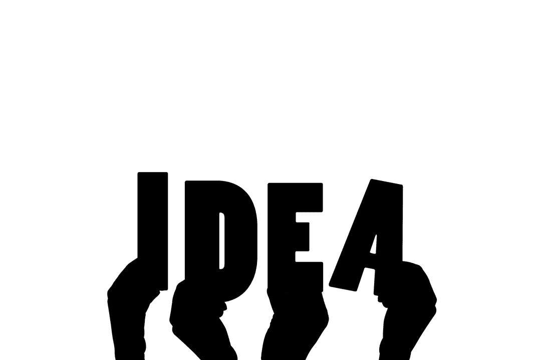 Illustration of Hands Holding Idea Text on Transparent Background