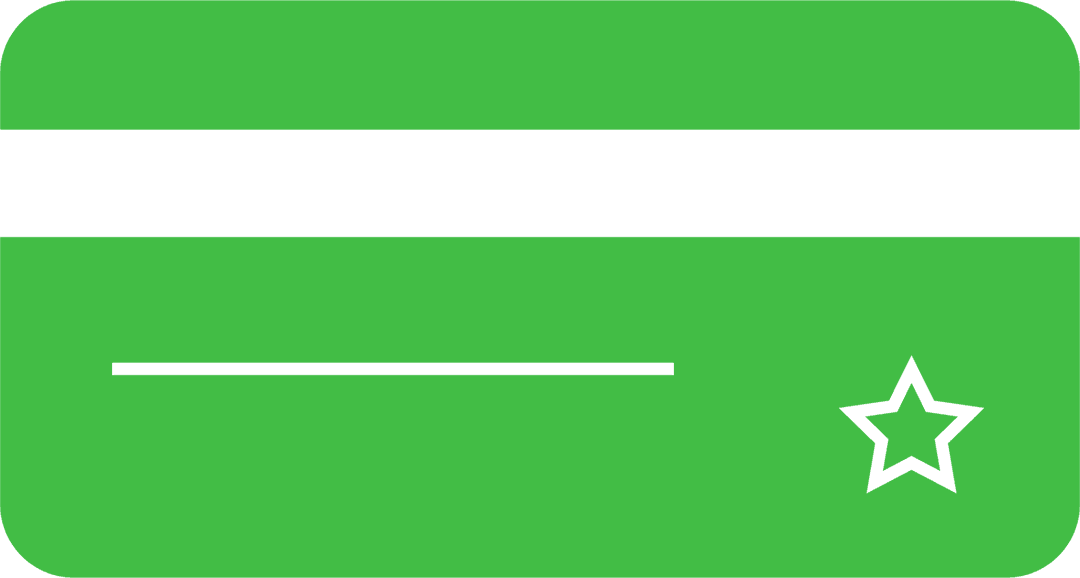 Digital Green Bank Card with Star on Transparent Background