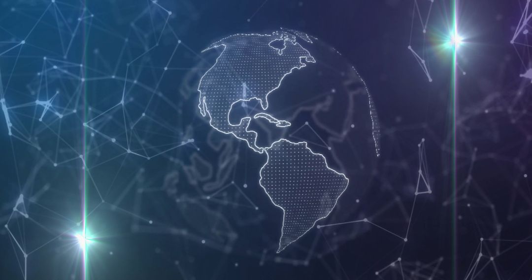 Futuristic Wireframe Globe with Network Connections