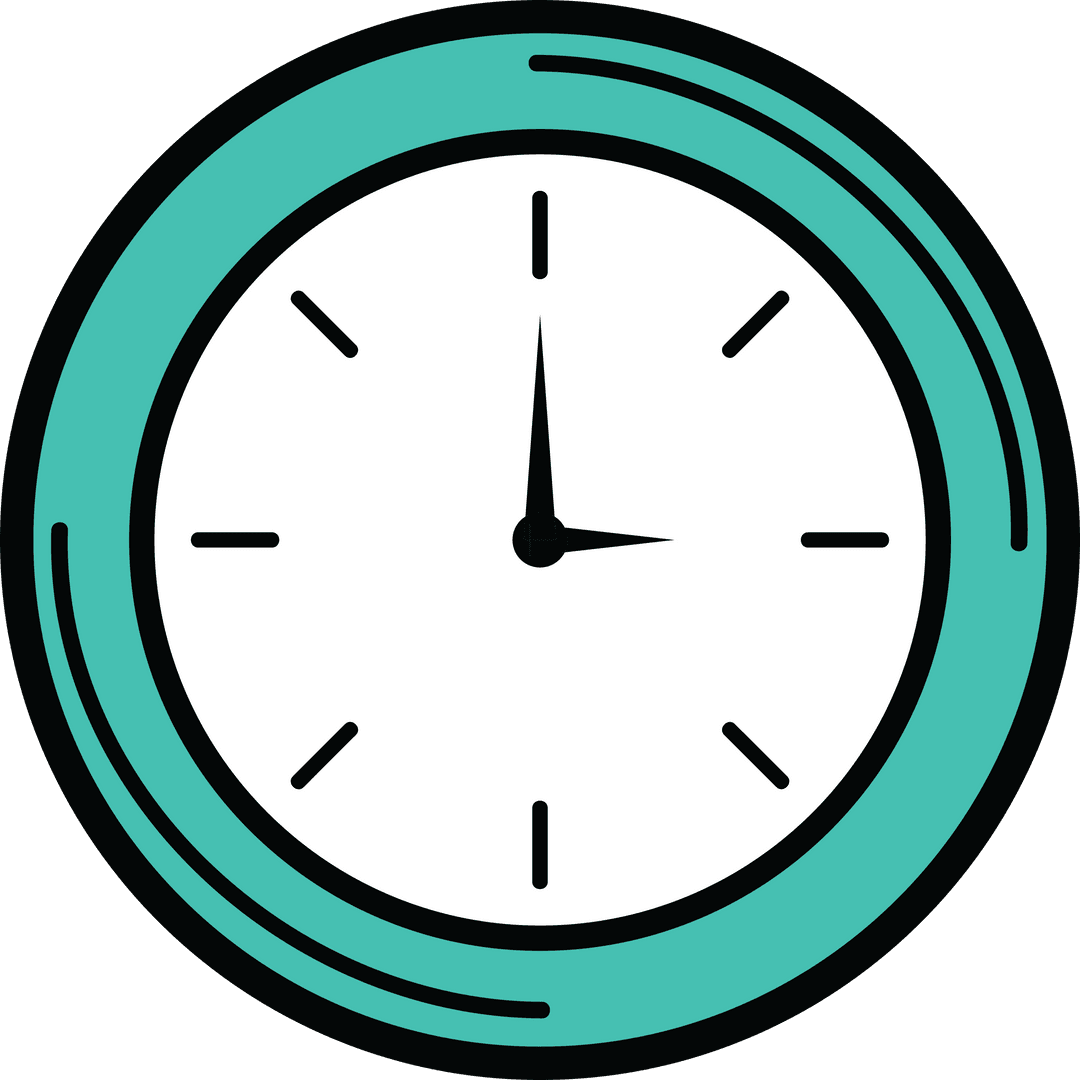 Minimalist Wall Clock Illustration on Transparent Background